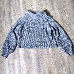 Chunky Grey Turtleneck Sweater - Crop Top